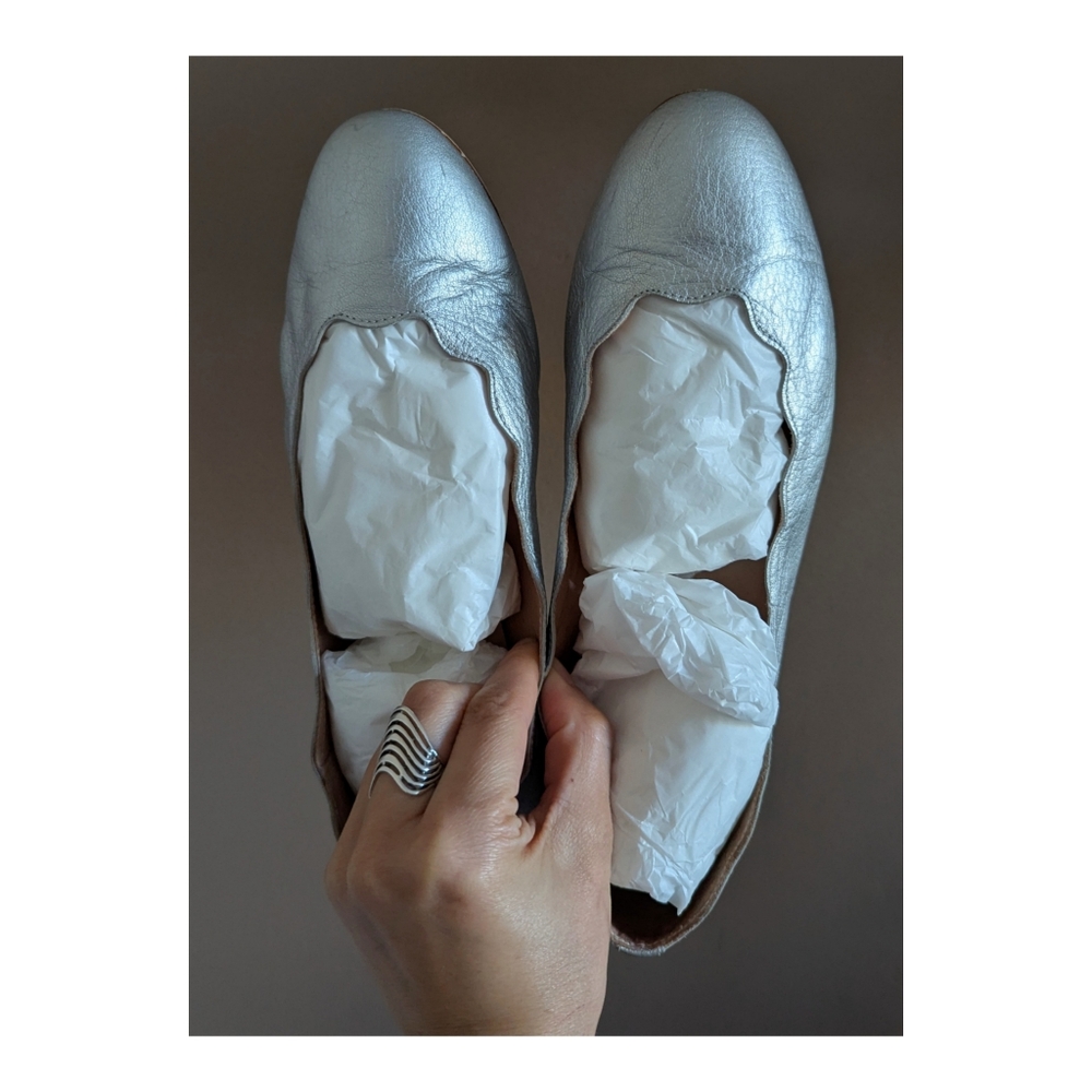 Frenchsole New York Silver Metallic Jigsaw Flats